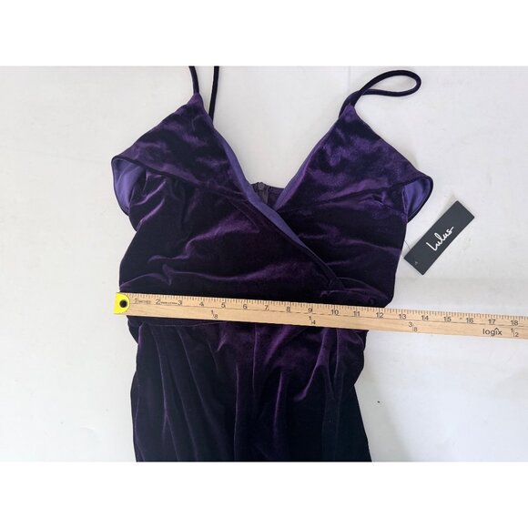 NWT Lulus Kylinna Velvet Sleeveless Wide-Leg Jumpsuit M Purple Wide Leg Holiday - Picture 13 of 16